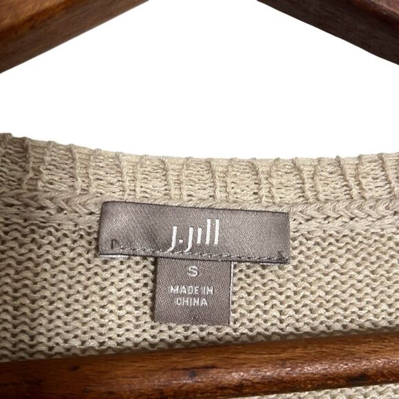J. Jill Linen Blend Embroidered Palm Tree Button Front Cardigan Cream Size Small - Picture 7 of 10